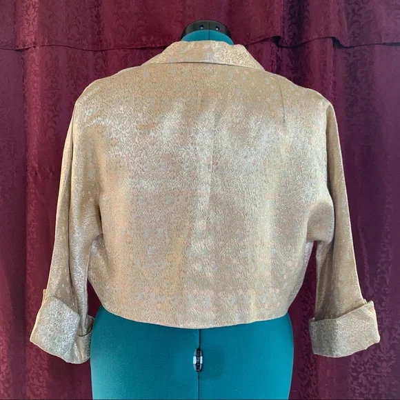 Vintage Bolero Jacket Gold Brocade size Large (-ish?) - Picture 9 of 9
